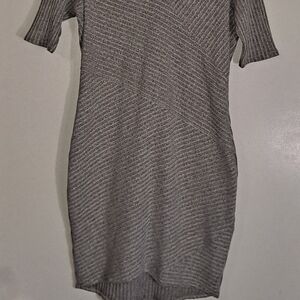 Candie's Gray Ribbed Midi Dress